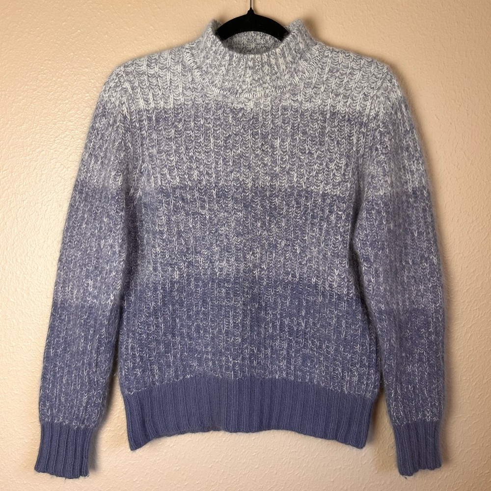 Vtg White Stag angora blend striped blue turtleneck sweater - Picture 2 of 6